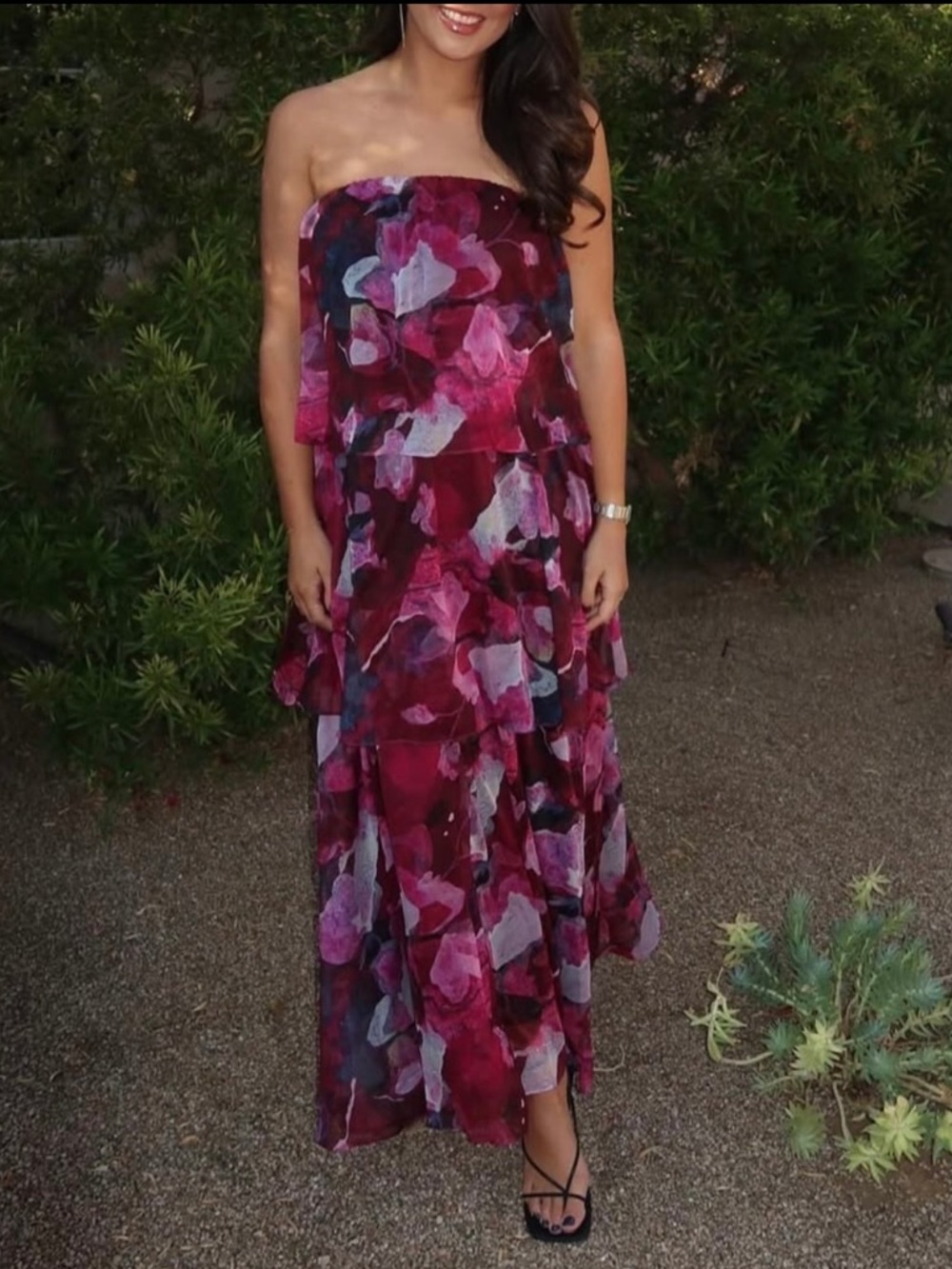 Petal & Pup BLOOM STRAPLESS MAXI Tiered DRESS - FLORAL XS